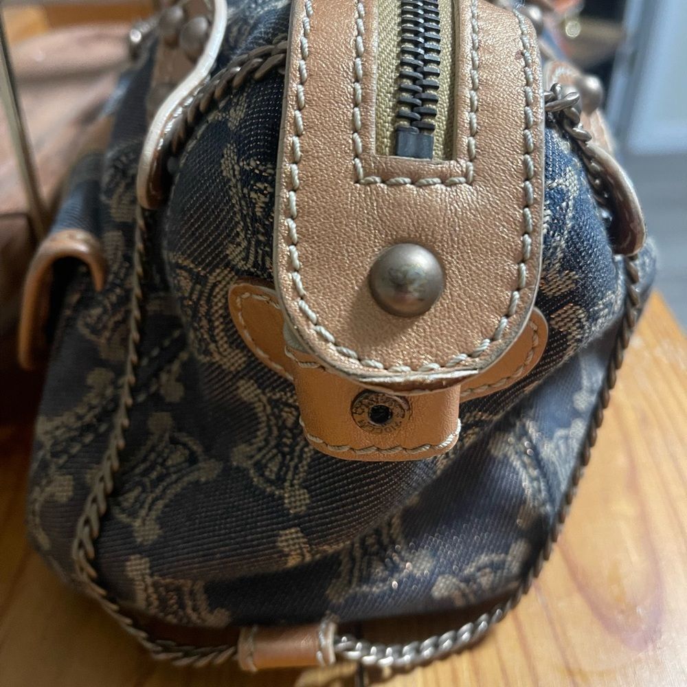 Celine Macadam Denim Bag with Leather Trim & Chain – Authentic - Picture 9 of 10